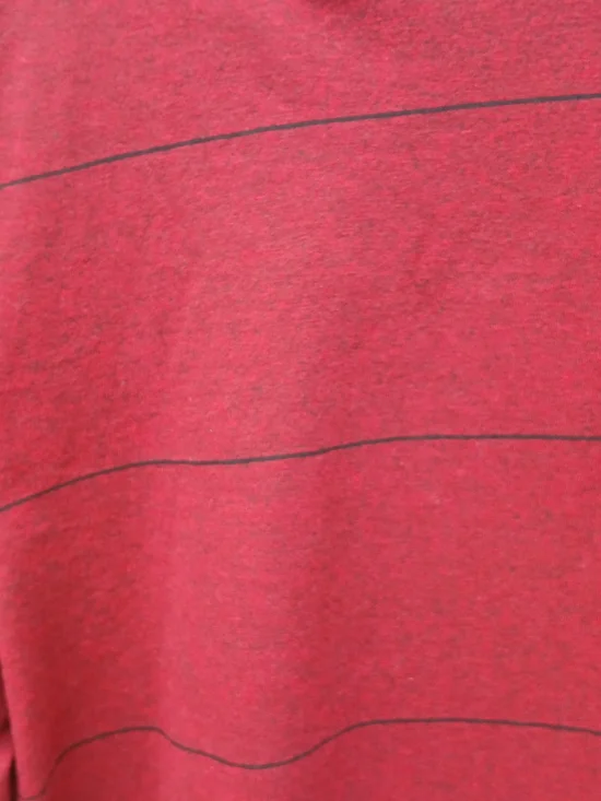 Van Heusen Men's Long Sleeve Crewneck Shirt in Burgundy with Thin Stripe - Picture 4 of 4